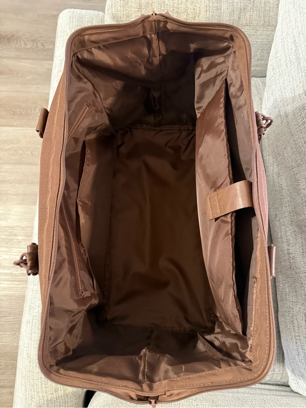 BEIS Brown Canvas Duffel with Leather Trim and Adjustable Strap - Picture 6 of 6